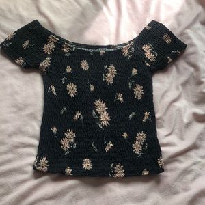 Cute floral off the shoulder crop top